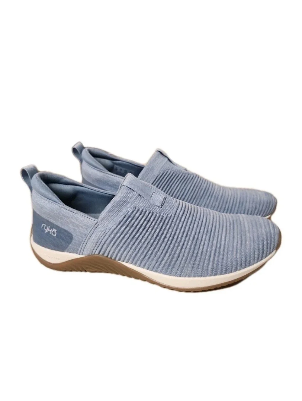 Ryka Echo Knit Slip On Sneakers Womens 9.5 Blue Grey Walking Shoes New Comfort